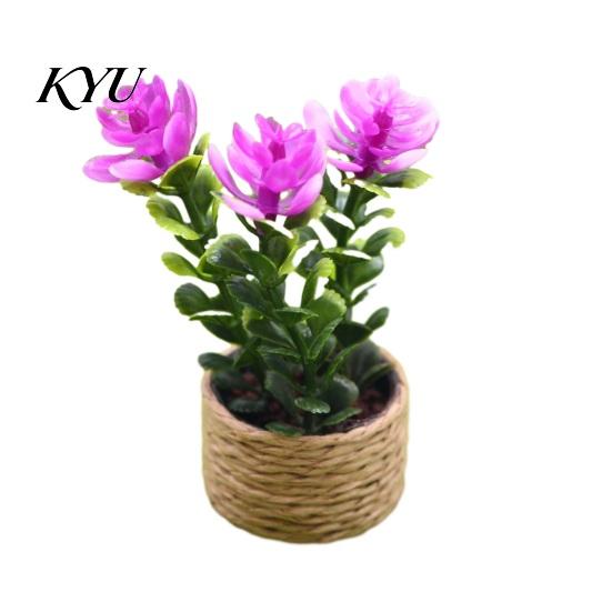 Office Desktop Decorations Mini Artificial Plants with Vase, Small Fake In Handwoven Seagrass Indoor Greenery Baskets, Realistic Faux Floral