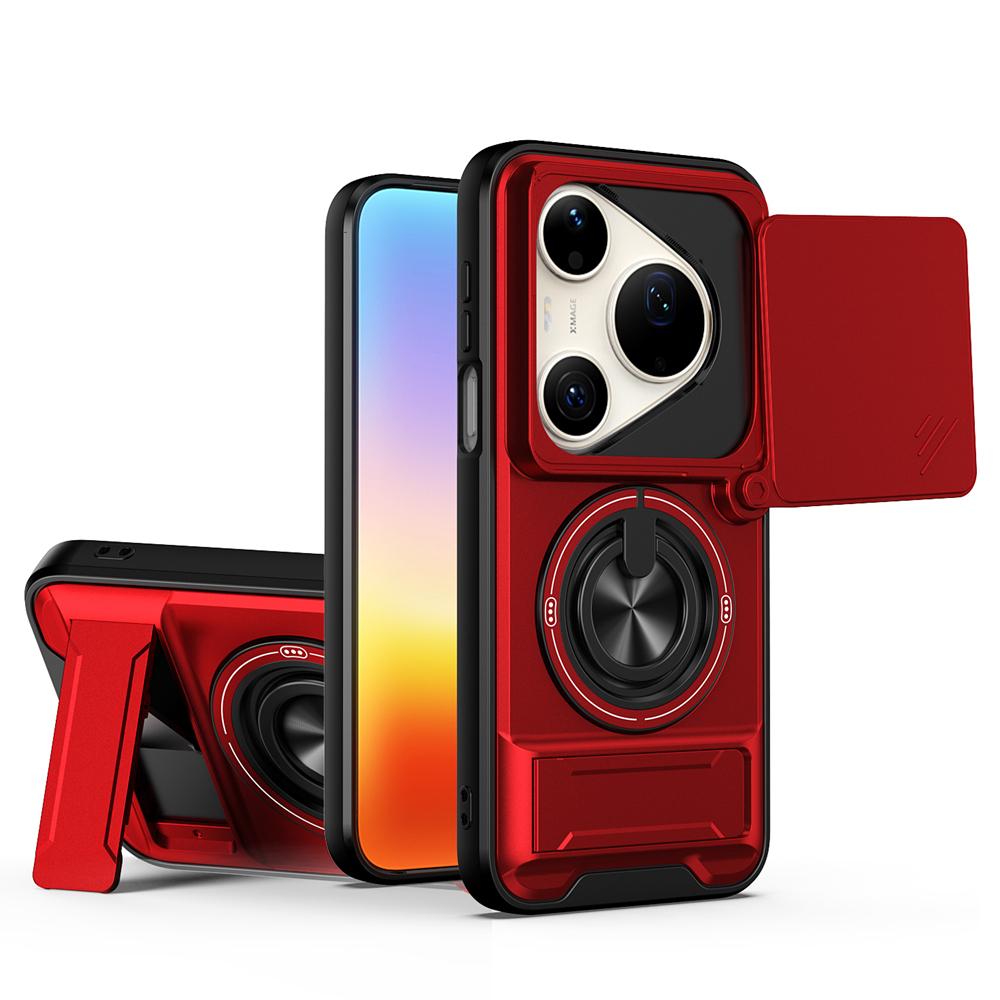 KEYSION Magnetic Phone Case for Huawei Pura 90s Pro Max Slide Camera Protection Upright Kickstand 360°Ring Shockproof Back Cover