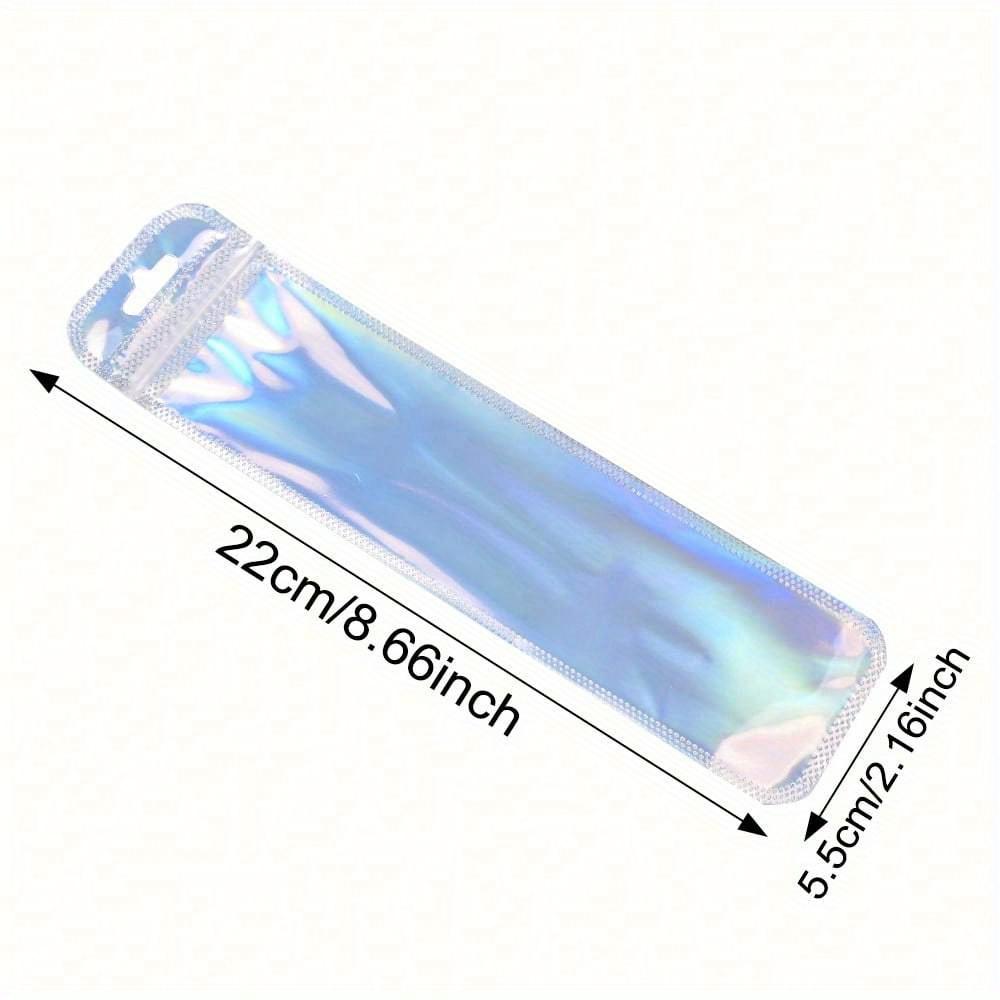 100Pcs Holographic Pen Bags, Pen Packaging Bags, Resealable Smell Proof Bags For Party Favor Storage, Cosmetics, Jewelry & Pen Packaging