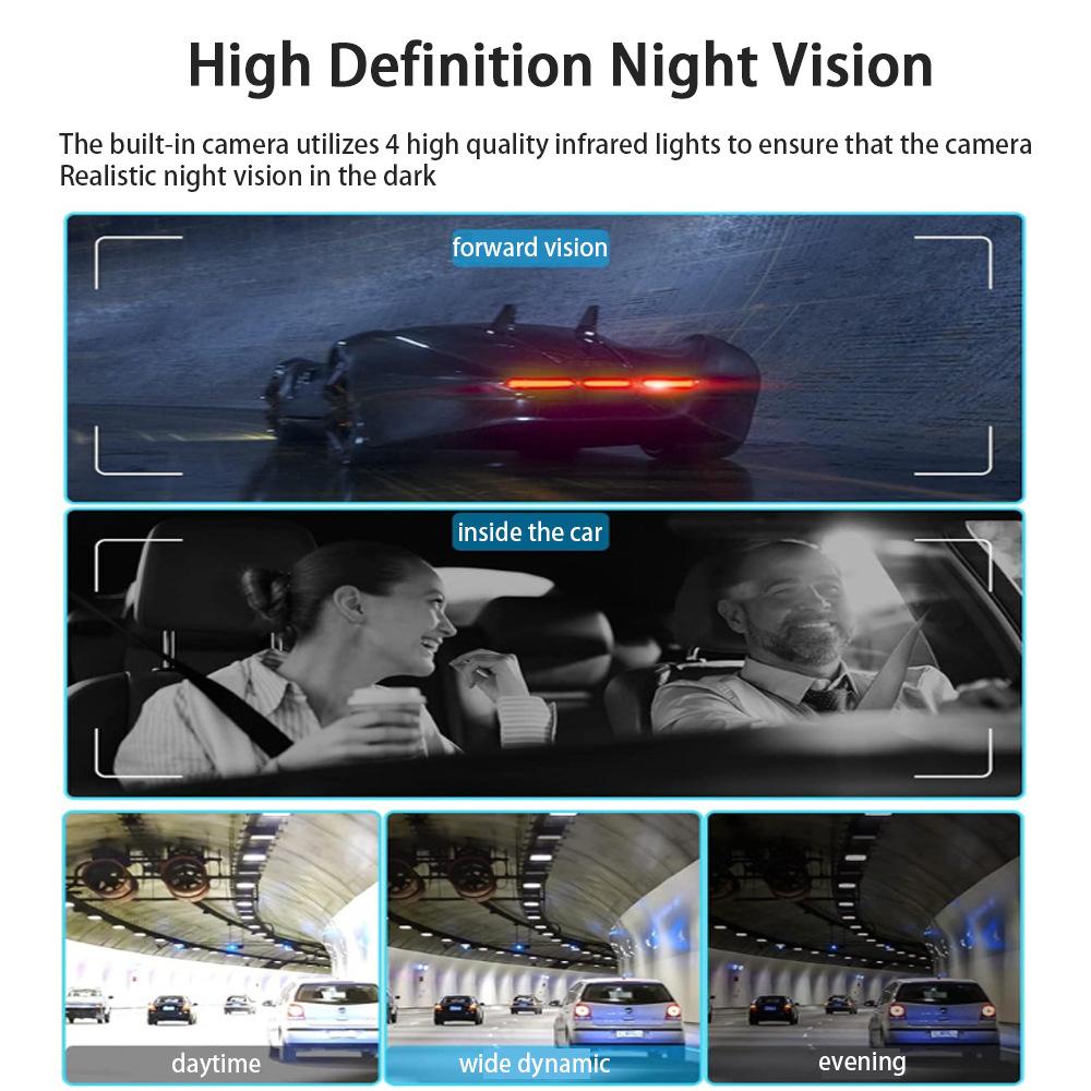 1080P Quad Dash Cam, 4-Channel 4-Screen Display, WiFi, Phone Sync, GPS, Rear View, Night Vision, Wide Angle
