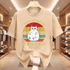 Ladies Funny Cat Tee Tummyache Survivor Printed Short Sleeve Casual Summer Top for Retro Style Lovers Clothing