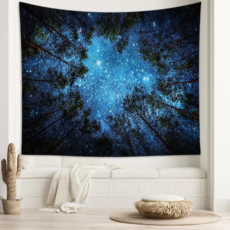 Starry Sky and Moon Beautiful Galaxy Pattern Hanging Cloth Home Wall Decoration Tapestry Bedroom Living Room Tapestry