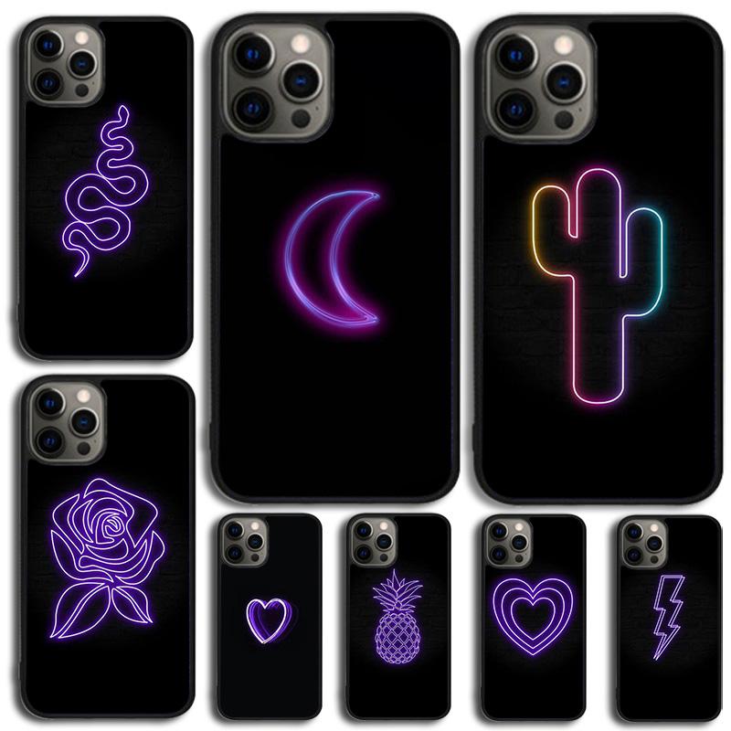 Purple Neon Lights Phone Case For Samsung Galaxy S10 S22 S23 S24 Note 10 20 Lite S20 Plus S21 Ultra Back Cover