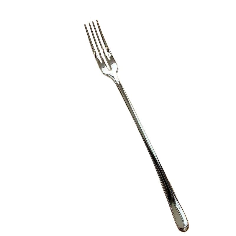 

Stainless Steel Fork Household Round Hole Long Handle Fruit Dessert Fork Living Room Fruit Stick Salad Forks