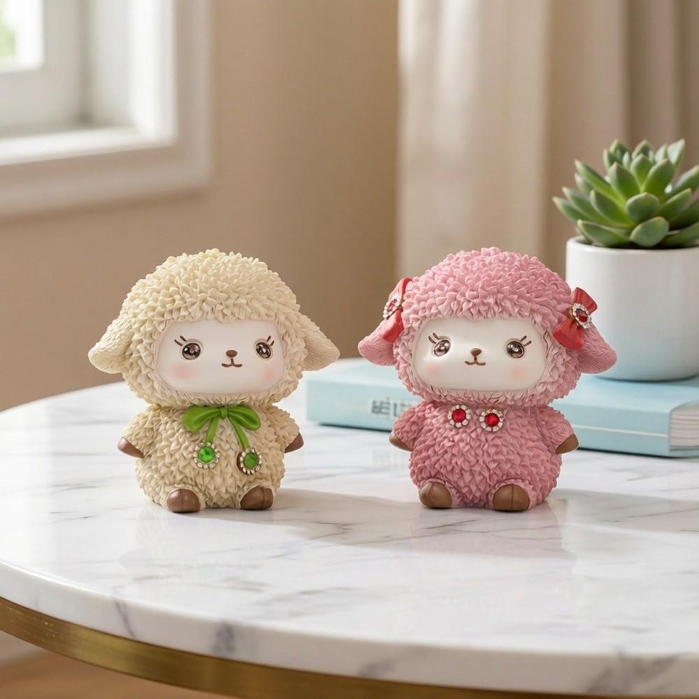 Cute 2027 Lamb Statue Resin Craft New Year Ornaments Chinese Zodiac Sheep Year Of The Sheep