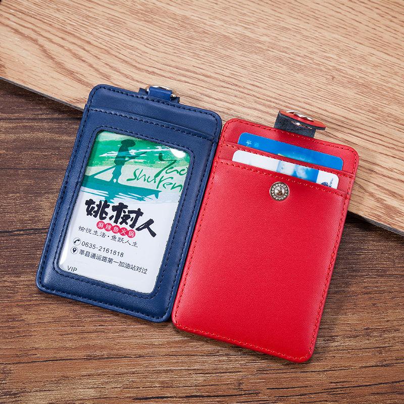 Echte leren ID-kaarthouders Zakelijke mode Werkkaarthouder met nylon koord ID-borstkaarten Naamplaatje