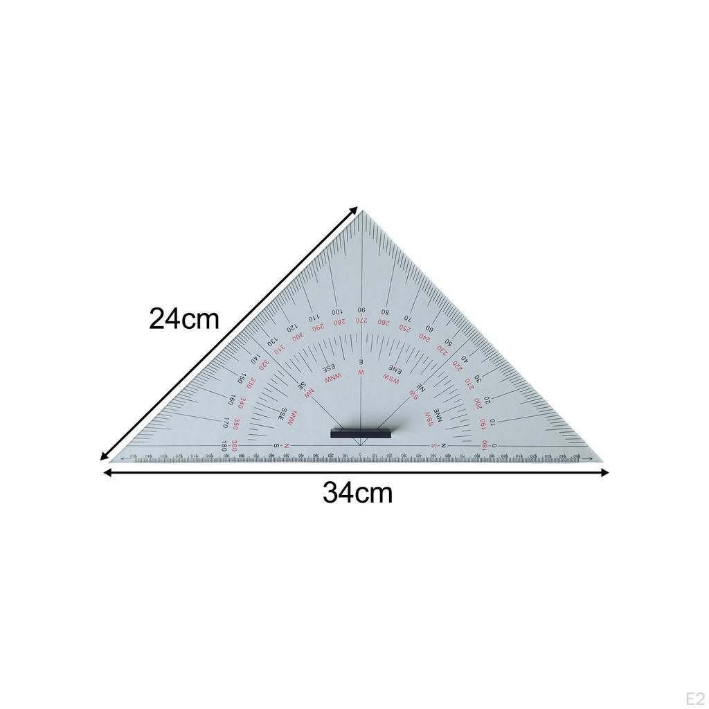 Chart Drawing Triangle Ruler Measuring Lightweight Portable Angle Protractor for Ship