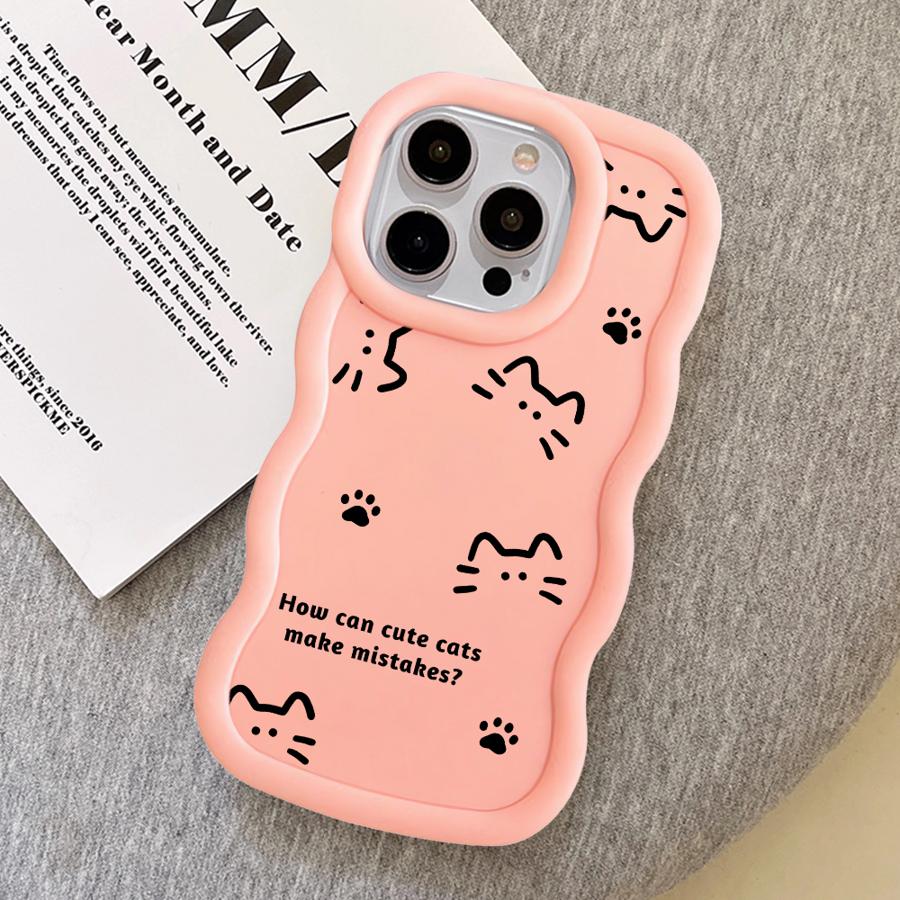 Cute Kitten Paw Prints Case for iPhone 16 Pro Max 14 XR 8 11 13 17 Air 12 15 Plus Soft Phone Cover