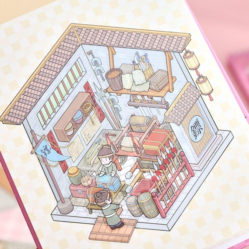 20 Scenes Landscape Sticker Book Stress‑relief DIY Cabin Scene Sticker  Children Gift