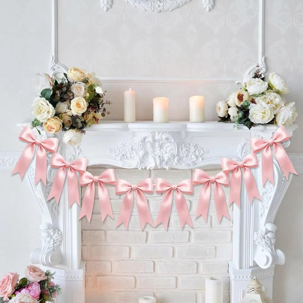 Hanging Decoration Bow Garland Banner Satin Ribbon Garland Gifts Bowknot Garland Baby Shower