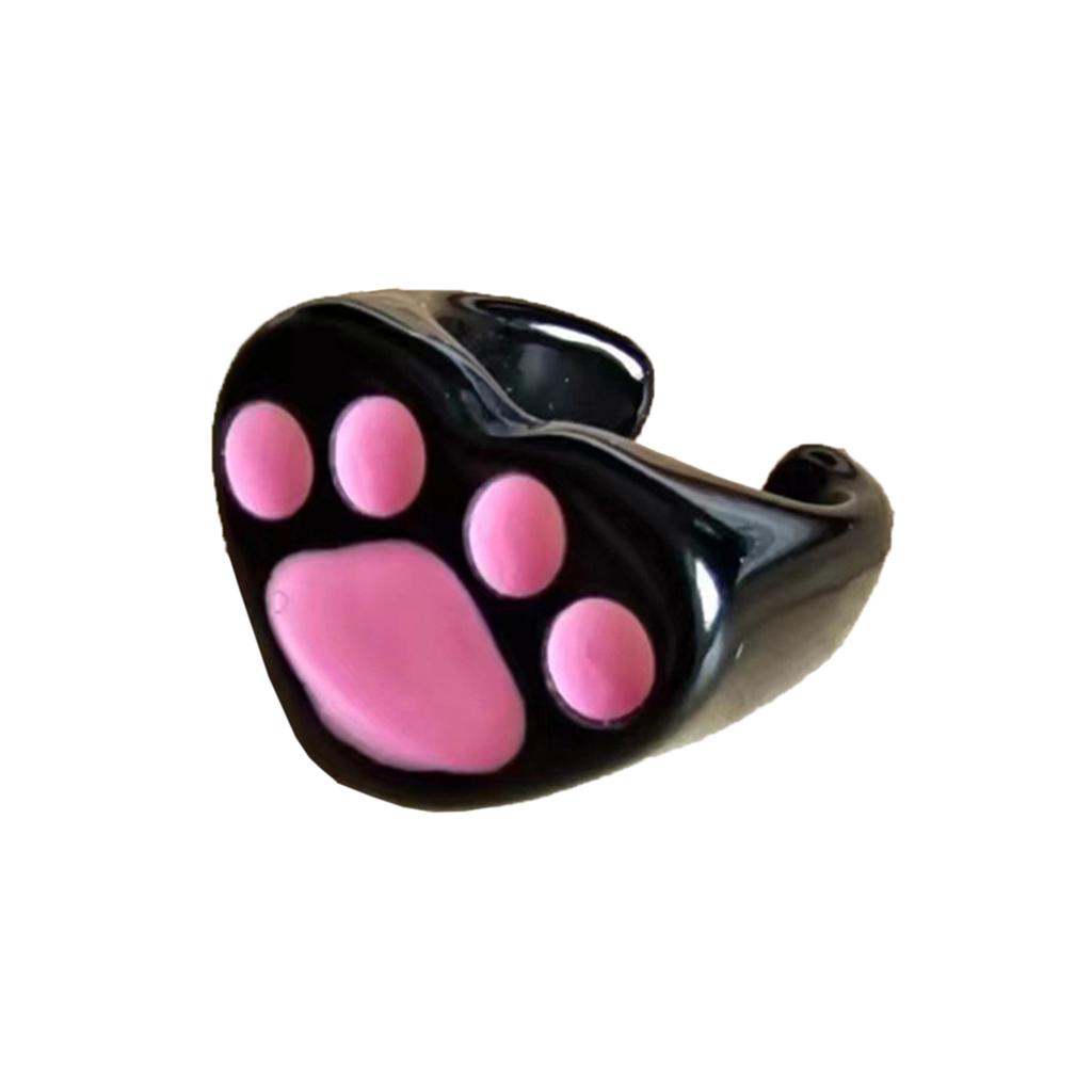 Eye Catching Colorful Bear Paw Open Rings for Women Elegant Heart Shape Open Rings Adjustable Finger Rings Birthday Gift