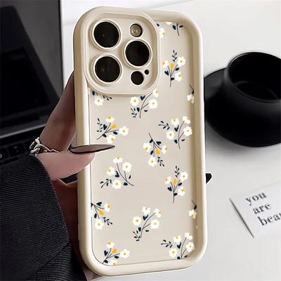 Coque de téléphone en silicone avec peinture à l'huile et fleur de rose blanche pour iPhone 16 11 iPhone 12Pro Max 13 14 15 Pro XS Max X XR 7 8 Plus SE 2022 Housse de téléphone en TPU souple