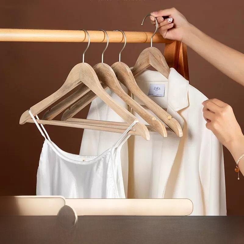 Cypress Wood Clothes Hanger for Women Wide Shoulder Suit Wooden Coat Hook Adult Pants Rack Home Use Original Wood Color