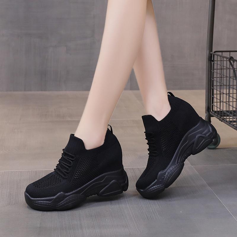 Fashion New 2025 Autumn Women Breathable Platform Casual Shoes Women Height Increased Vulcanized Shoes 8CM Thick Sole Zapatos Mujer
