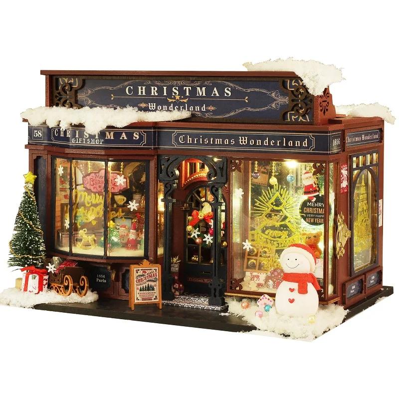 Christmas Gift DIY Big Doll House Wooden Miniature Furniture Dollhouse Handmade Home Model Assembly Toys for Children