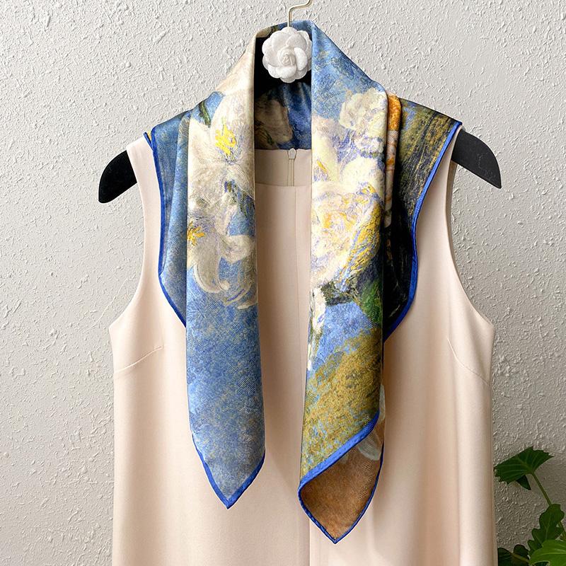 

Винтажный маленький квадратный шарф, женский шелковый шарф, осень-зима