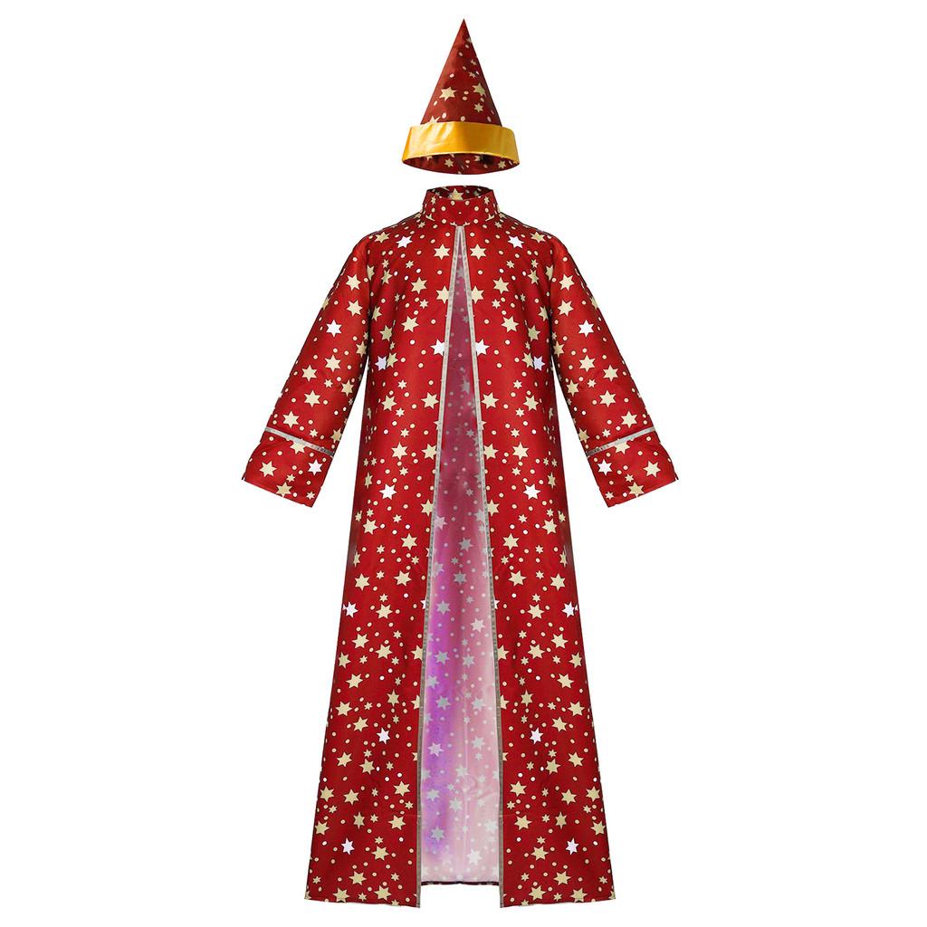 

Halloween Magician Star Moon Wizard Cosplay Outfit With Polyester Blend For Anime Fans And Cosplayers Adults S червоний