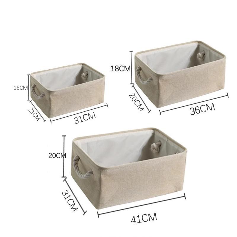 Foldable Linen Storage Basket Large Capacity Cosmetic Miscellaneous Storage Box Coarse Hemp Rope Handle Dirty Clothes Basket Home Organizing Box