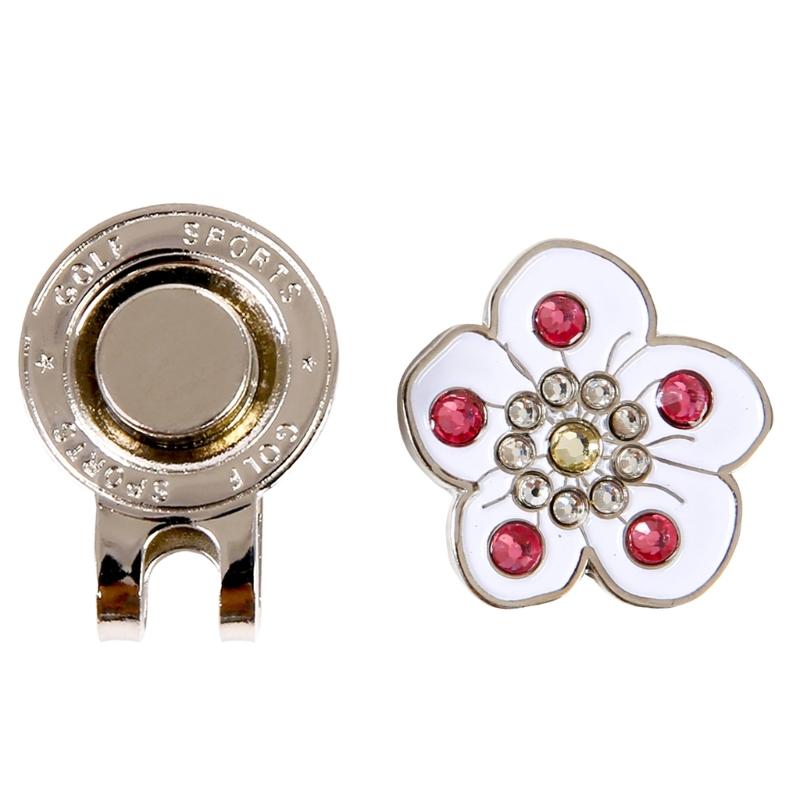 

Golfs Caps Clips Markers Rhinestones Flower Golfball Markers with Metal Magnetic Hat Clips Golfs Bag Accessories Enduring 1 белый