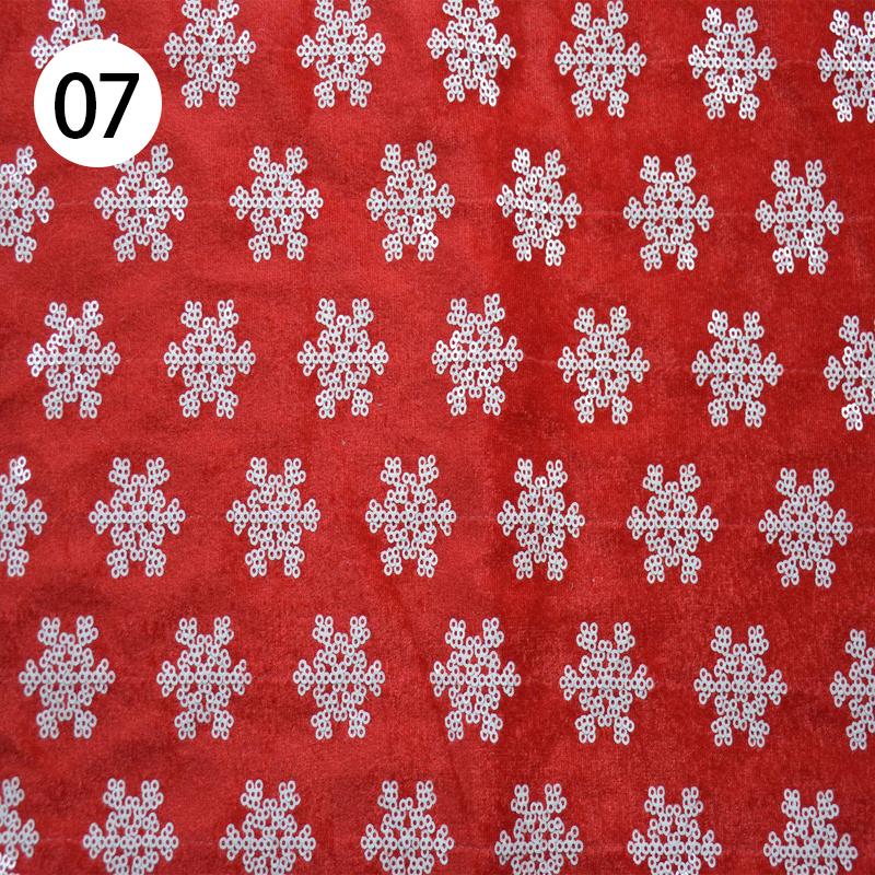 1 Yard Samt Paillettenstoff Weihnachten Schneeflocke Bestickter Stoff DIY Weihnachtsbekleidung Schuhe Hüte Chinesisches Neujahr Handarbeiten