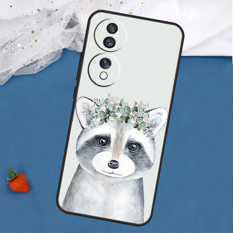 Flower Raccoon Fox Animal Case For Honor Magic 8 7 5 6 Lite 400 200 Pro 50 70 90 X8c X8b X9a X9b X9c X9d Win RT Cover