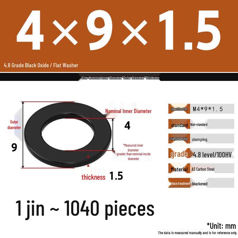Blackened Enlarged Thickened Metal Washer - M3-M42