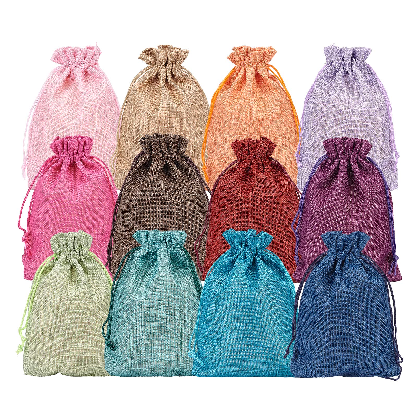 

BENECREAT Linen Bags in 12 Colorful Drawstring Drawstring Accessory Gift Hemp Craft Supplies 24-Count Colors, Bags, 18x13cm, Pouches, Japanese-Style