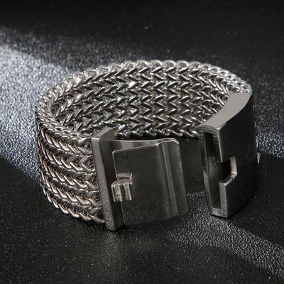 Široký síťovaný řetízkový náramek pro muže Lesklý Rockový Cool Chlapecký náramek Heavy Metal Šperk Dárek