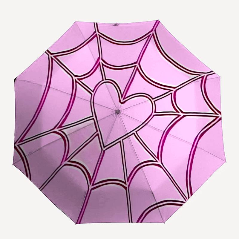 

1pc Spider Web Heart Automatic Open/Close Umbrella Compact Folding Umbrella, All-Season Portable Umbrella for Women/Men F1124155