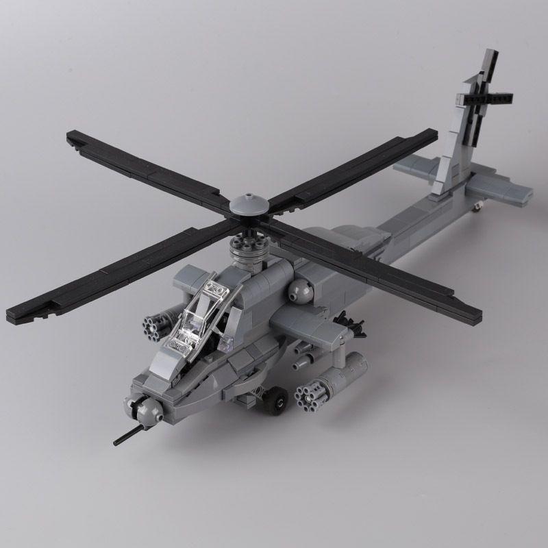 MOC AH-64 Aircraft Model Building Blocks Military Series US Apache Aircraft Collection Ornament Kids DIY Toy Boy Gift