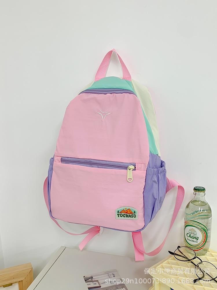 Schoolbag New Student School Bag 1011 New Boys and Girls Large Capacity Backpack Small Fresh Contrast Color Lightweight Backpack