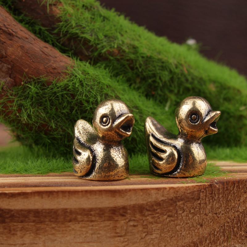 Deux Figurines de Canard en Laiton, Service à Thé Fait Main, Décorations de Table Basse sur le Thème des Animaux de Compagnie, Ornements de Bureau et Cadeaux Mignons de Canard
