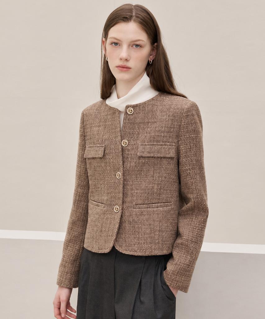 HYYK Wool Blend Tweed Jacket_Mocah Beige