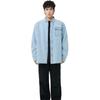 Li Ning Golden Era Washed Letter Pattern Printed Single-Breasted Denim Long Sleeve Shirt Men shirts Light-Blue ASHT023-2