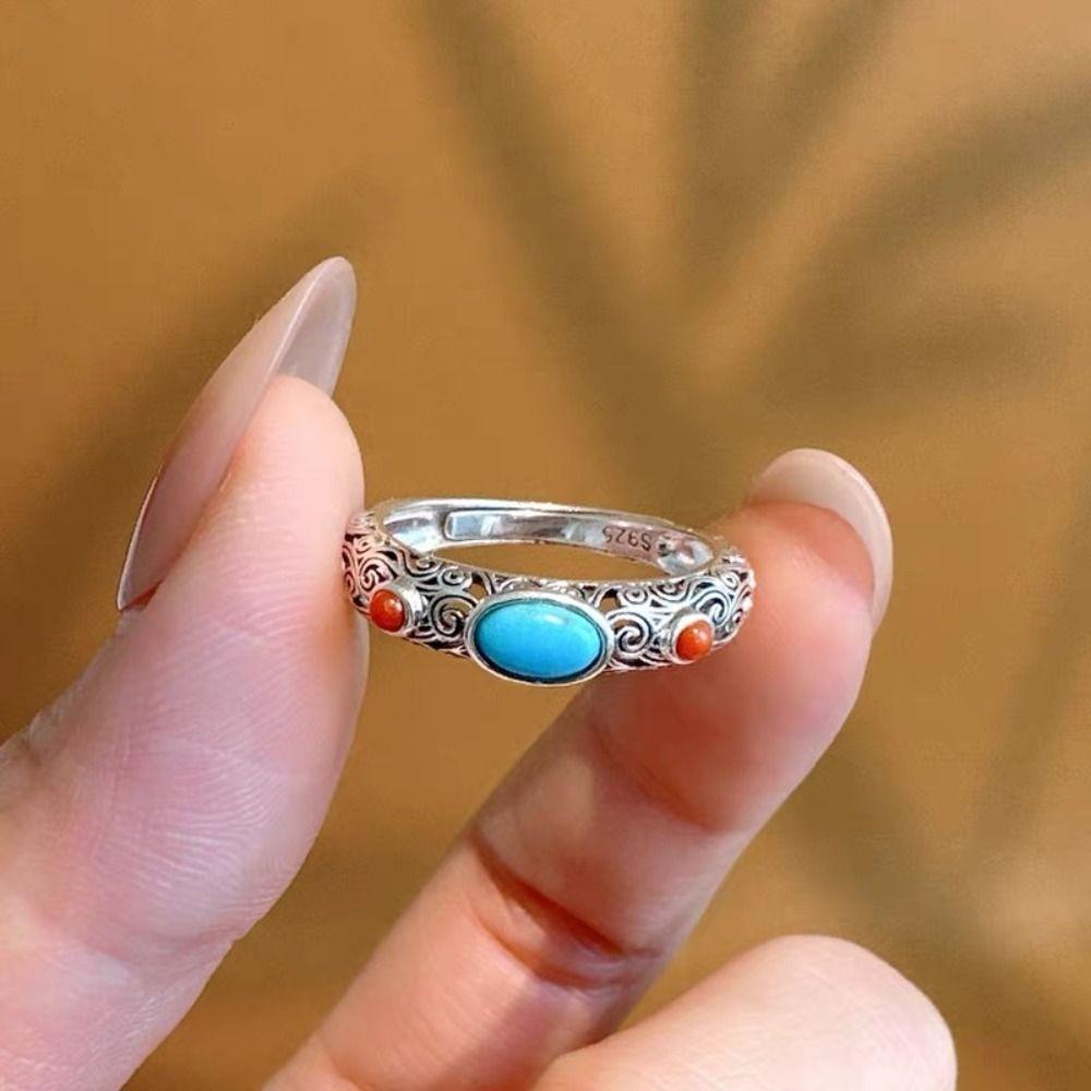 Adjustable Opening Auspicious Clouds Ring Hollow Pattern Irregular Opening Ring Popular Jewelry