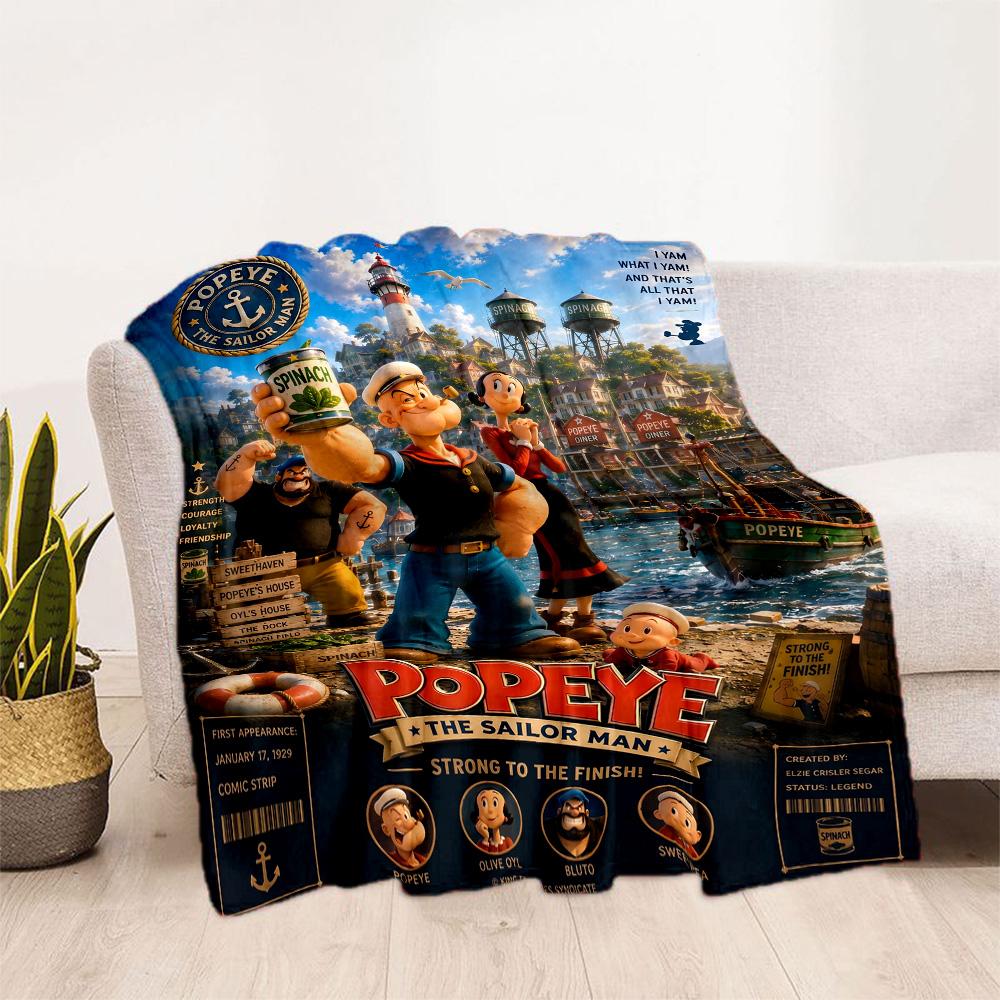Popeye's Spinach Power Blanket Ultra-Soft Suitable for Picnics Chair Couch for All Occasions Digital Print Best Holiday Gift for Friends Family