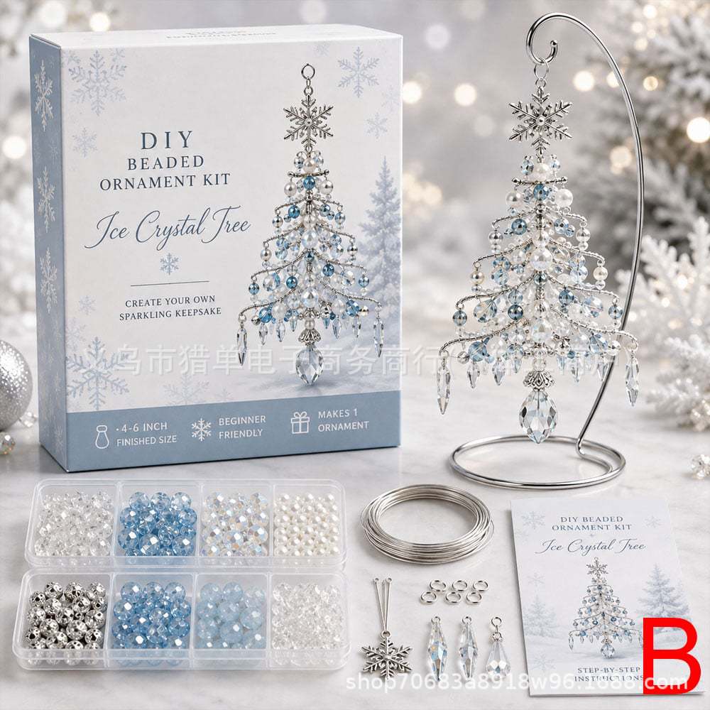 Kit fai da te per ornamento dell'albero di Natale con perline Set artigianale festivo scintillante fatto a mano con perline, filo e strumenti per il divertimento in famiglia