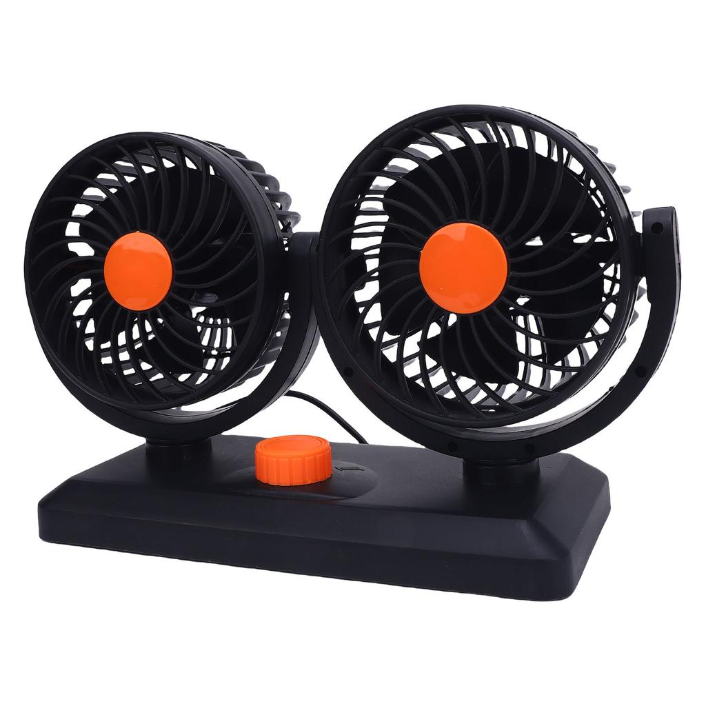 Doppelkopf-Autoventilator 2 Geschwindigkeiten 360 Grad drehbar Zigarettenanzünder-gespeister Autokühlventilator für SUV Wohnmobil LKW