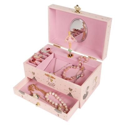 Musical Jewelry Storage Box with Drawer Decorative Jewelry Organizer Box Children Bracelet Rings Holder Case Toys Girls Gifts