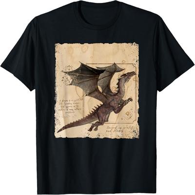 Realistisches Drachen-Schriftrolle Mittelalter Mythische Fantasie-Kreaturen T-Shirt