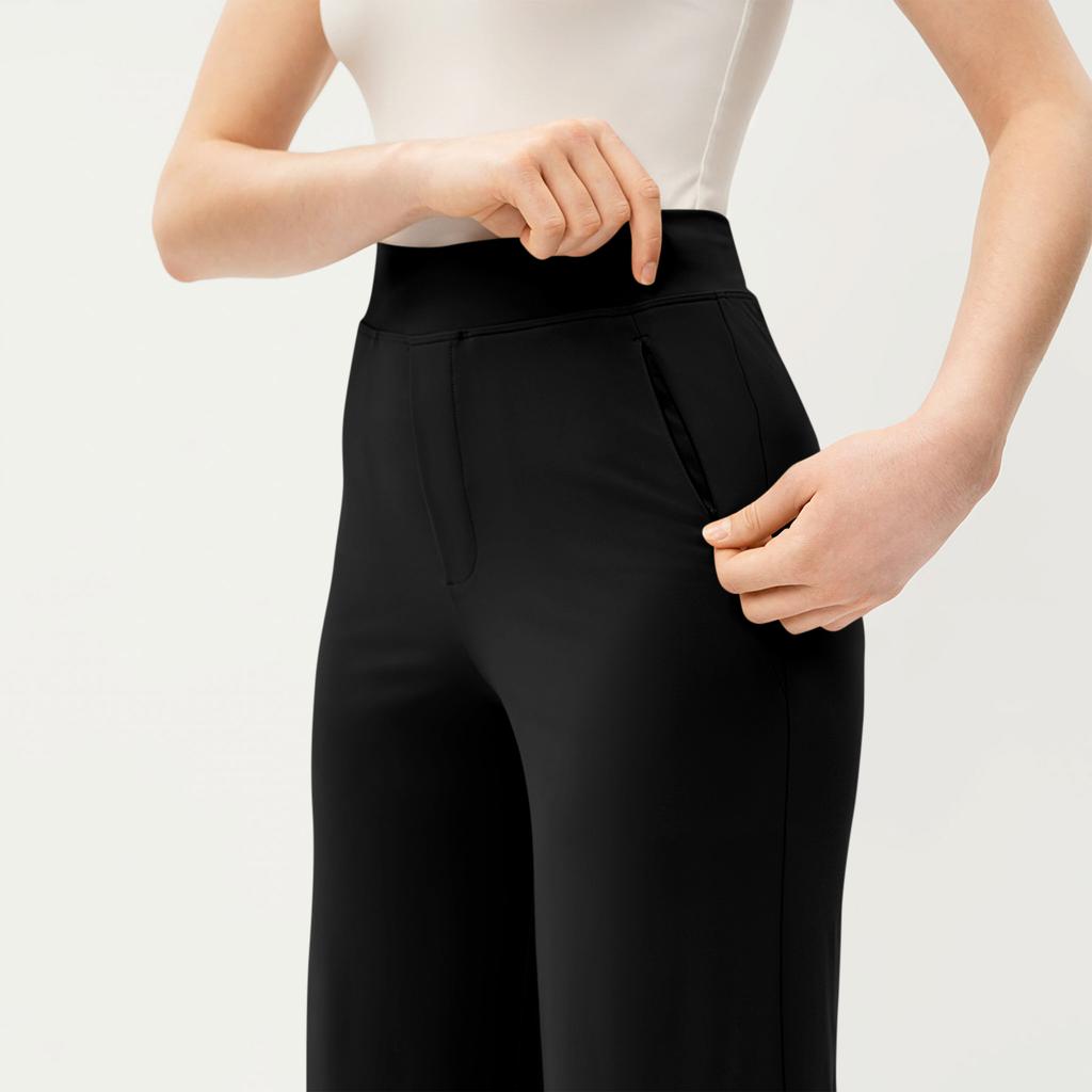 Hose mit weitem Bein für Damen, Yogahose, hohe Taille, Jogginghose mit Taschen, Stretchhose, bequeme Workout-Sport-Jogginghose
