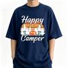 Retro Sunset Pine Tree Camper Van Print Unisex Cotton Tshirt Happy Camper Camping Short Sleeve Male Tops