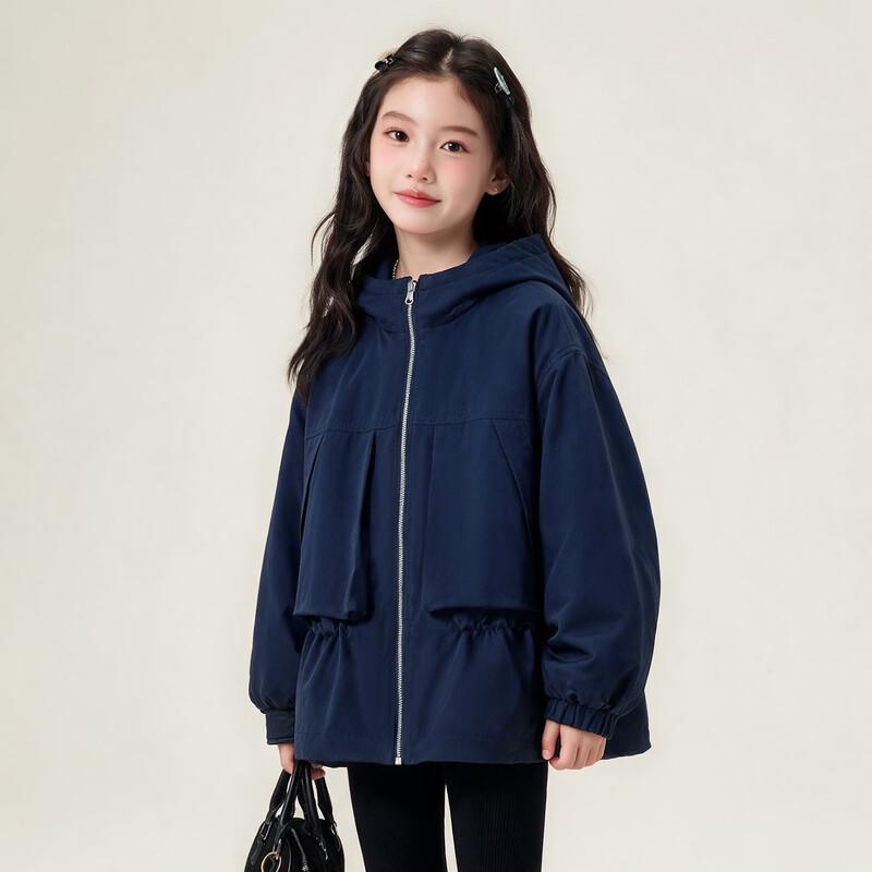 Yuanyuan Princess Girls' Winter Fleece-Lined Hooded Windbreaker