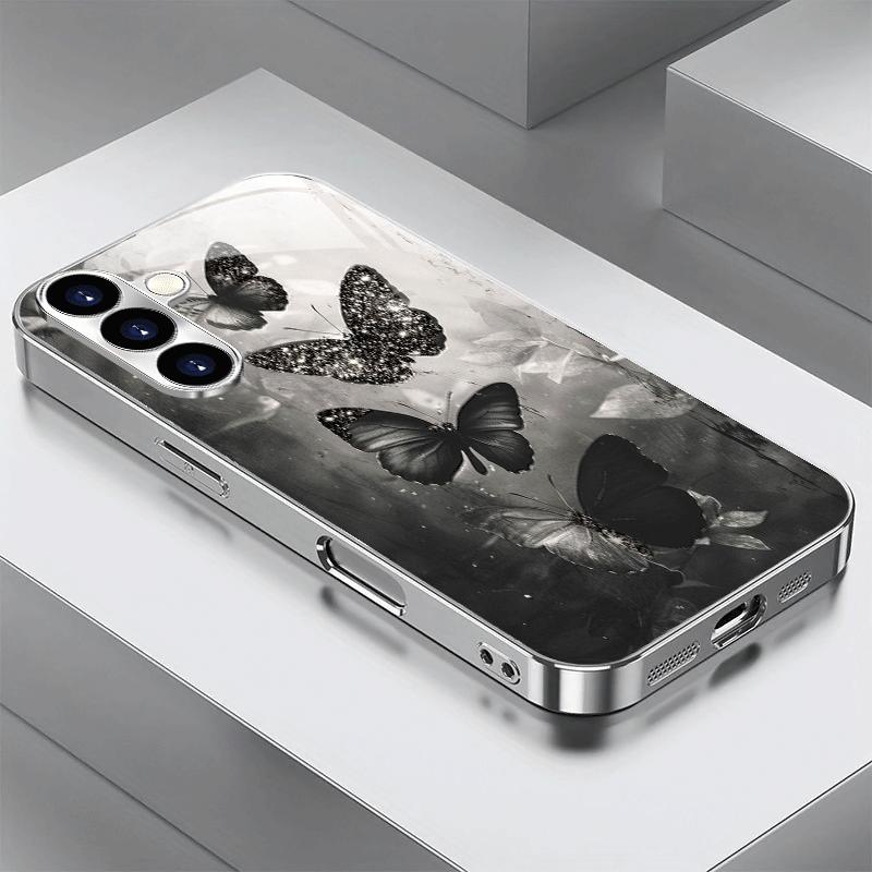 Black Butterfly Dancing Light Spot Pattern Phone Case Suitable for Galaxy S26 S25 S24 S23 Ultra S22Ultra S20 Ultra 56 A72 A73 5G