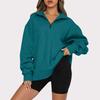 Women's Half-Zip Fleece-Lined Sweatshirt: European and American Autumn/Winter Casual Long Sleeve Top