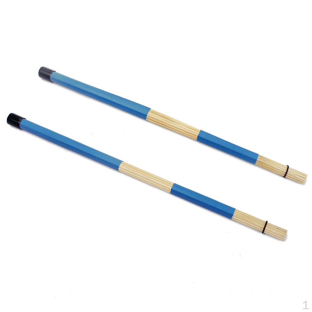 

2 Pieces Drum Brushes Sticks Bamboo Rods Percussion Instrument Accessory Blue 15.94inch