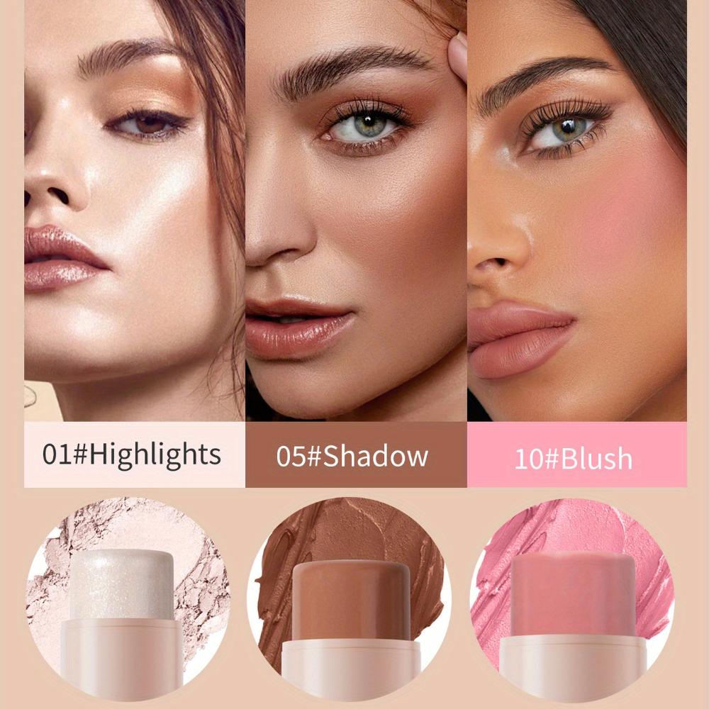 Rouge-Stick in 12 Farben, matt, Highlighter-Stick, natürliches Nude-Make-up, Gesichtsdefinition, Konturierungsstick, multifunktionaler Make-up-Stick