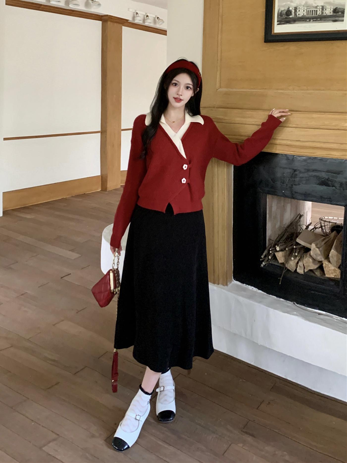 Plus Size Women s Stylish Fall/Winter Sweater & High-Waisted A-Line Skirt Set 4XL