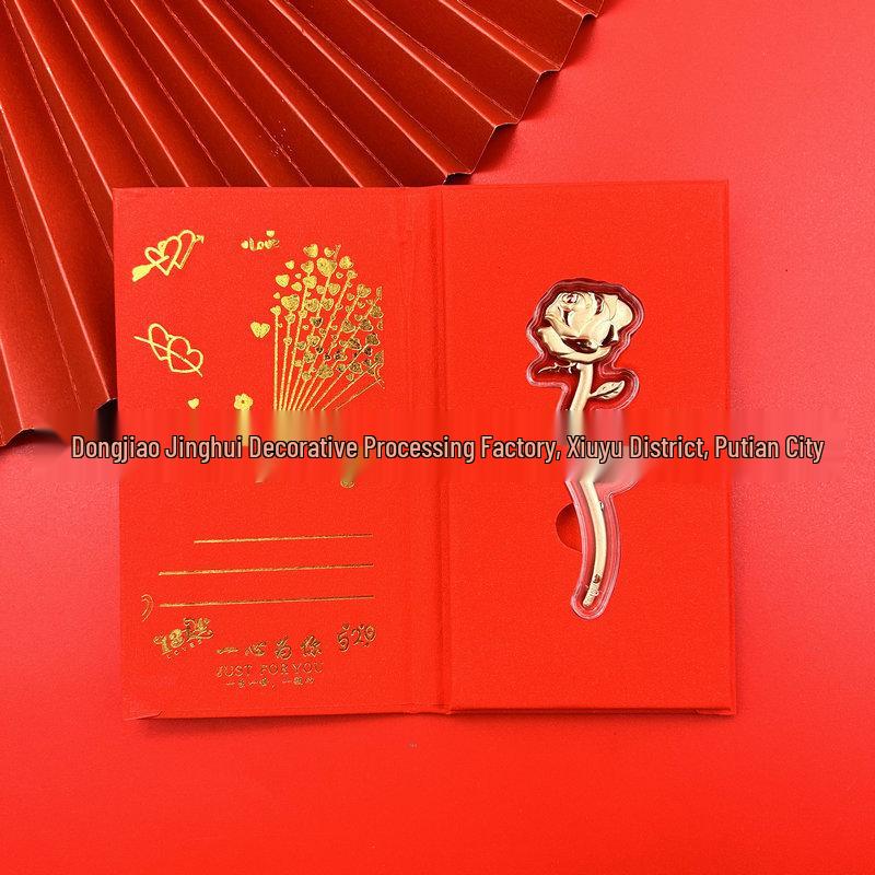 Shuibei 999 Pure Gold Rose, 0.2g Goddess Day Gift - Elegant Souvenir for Girlfriend Festival.
