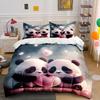 Adorable Panda Love Set Design Exquisite Three-Piece Bedding Set Gift For Kids And Adults